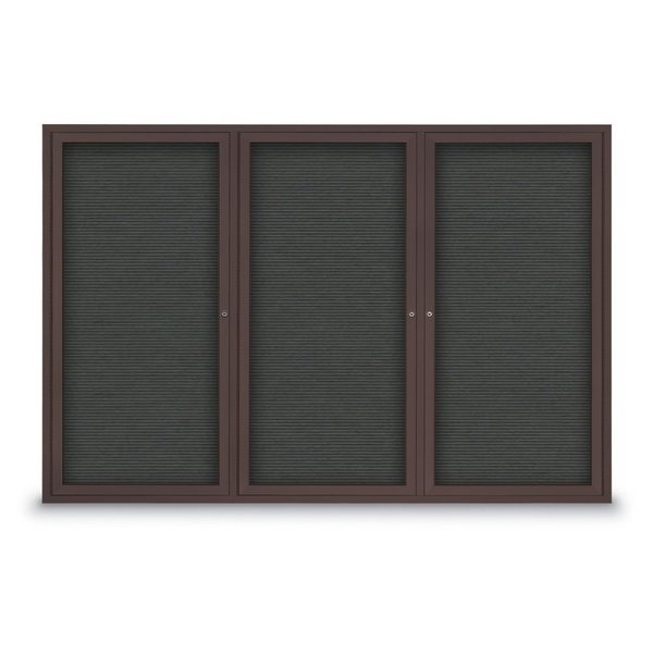 United Visual Products 30"x36" 1-Door Enclosed Outdoor Letterboard, Grey Felt/Bronze Alum UV1166DSD3036-BRONZE-GREY